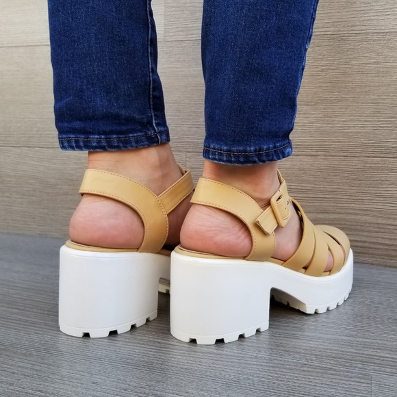 Beige Chunky Platform 90s Grunge look Summer Shoes - Picture 6 of 8